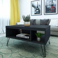 Mesa De Centro Liberty Preto Com 2 Nichos E Pés - Artely - 1