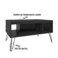 Mesa De Centro Liberty Preto Com 2 Nichos E Pés - Artely