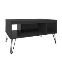 Mesa De Centro Liberty Preto Com 2 Nichos E Pés - Artely - 7