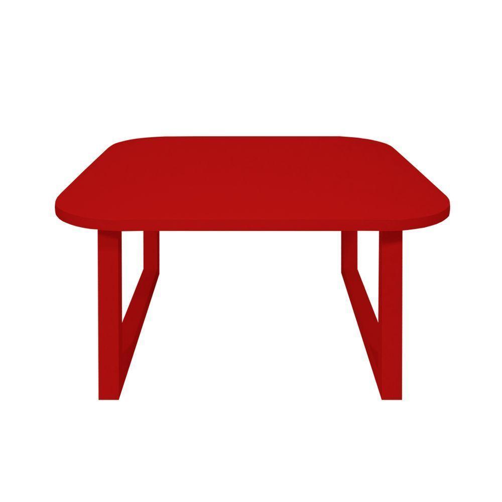 Mesa De Centro Lateral De Apoio Para Sala Estar Square Vermelho Laca - 3