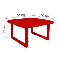 Mesa De Centro Lateral De Apoio Para Sala Estar Square Vermelho Laca
