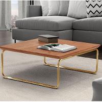 Mesa De Centro Munique 70x70 Cm Castanho Com Base Dourada - 4