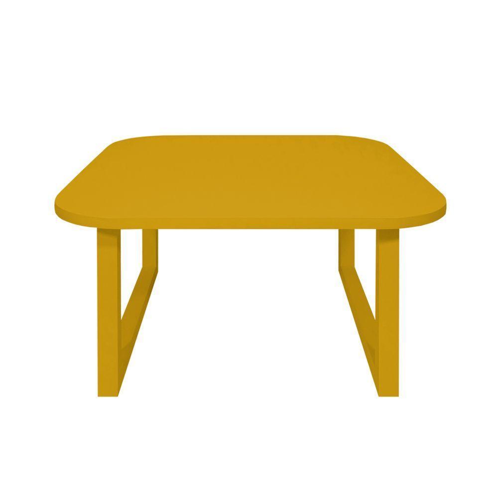 Mesa De Centro Lateral De Apoio Para Sala Estar Square Amarelo Laca - 4