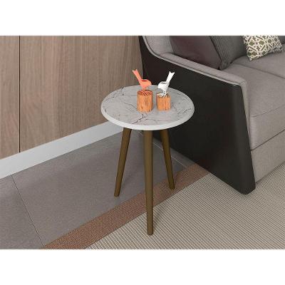 Mesa Lateral Brilhante Carrara Pintura Efeito Mármore