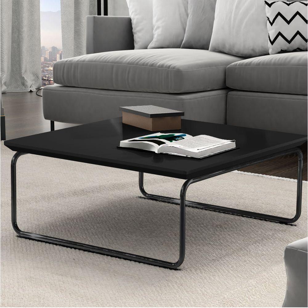 Mesa De Centro Munique 70x70 Cm Preto Com Base Preta - 4