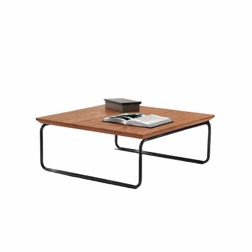 Mesa De Centro Munique 70x70 Cm Castanho Com Base Preta - 1