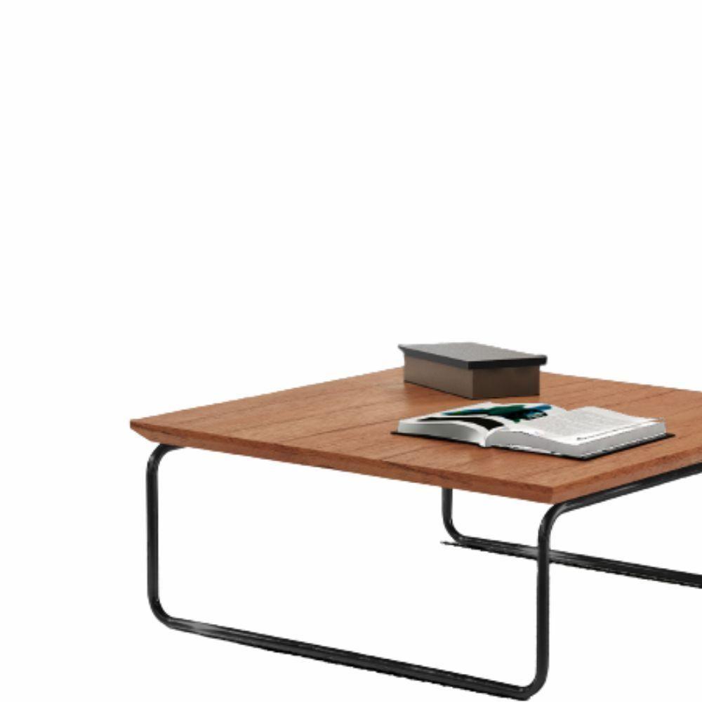 Mesa De Centro Munique 70x70 Cm Castanho Com Base Preta - 2