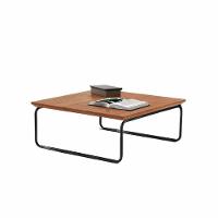 Mesa De Centro Munique 70x70 Cm Castanho Com Base Preta - 1