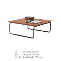 Mesa De Centro Munique 70x70 Cm Castanho Com Base Preta - 3