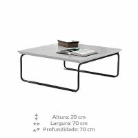 Mesa De Centro Munique 70x70 Cm Branco Com Base Preta - 4