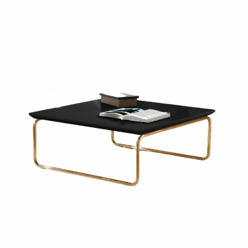 Mesa De Centro Munique 70x70 Cm Preto Com Base Dourada - 1