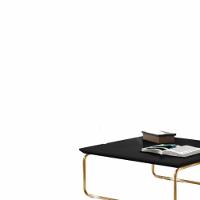 Mesa De Centro Munique 70x70 Cm Preto Com Base Dourada