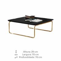 Mesa De Centro Munique 70x70 Cm Preto Com Base Dourada - 5
