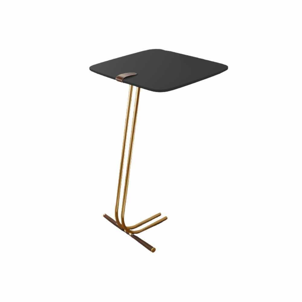 Mesa De Apoio Bandeja Preta Base Dourada - 1