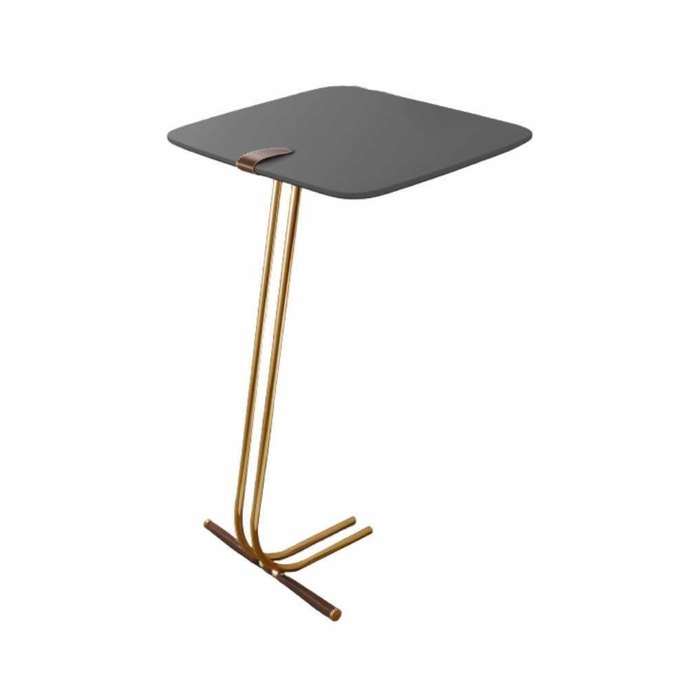 Mesa De Apoio Bandeja Concreto Base Dourada - 1