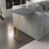 Mesa De Apoio Bandeja Concreto Base Dourada - 3