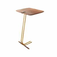 Mesa De Apoio Bandeja Castanho Base Dourada - 1