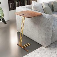 Mesa De Apoio Bandeja Castanho Base Dourada - 7