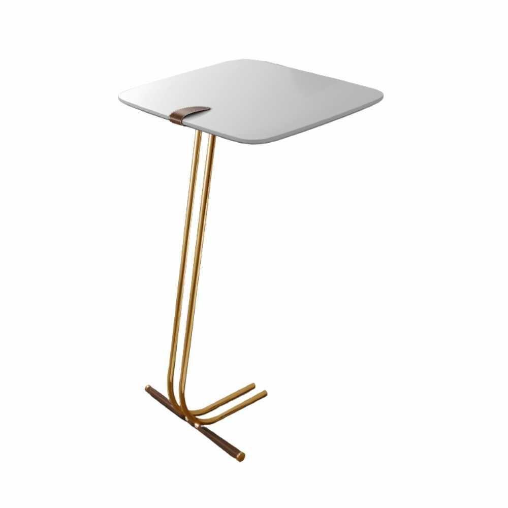 Mesa De Apoio Bandeja Branca Base Dourada - 1