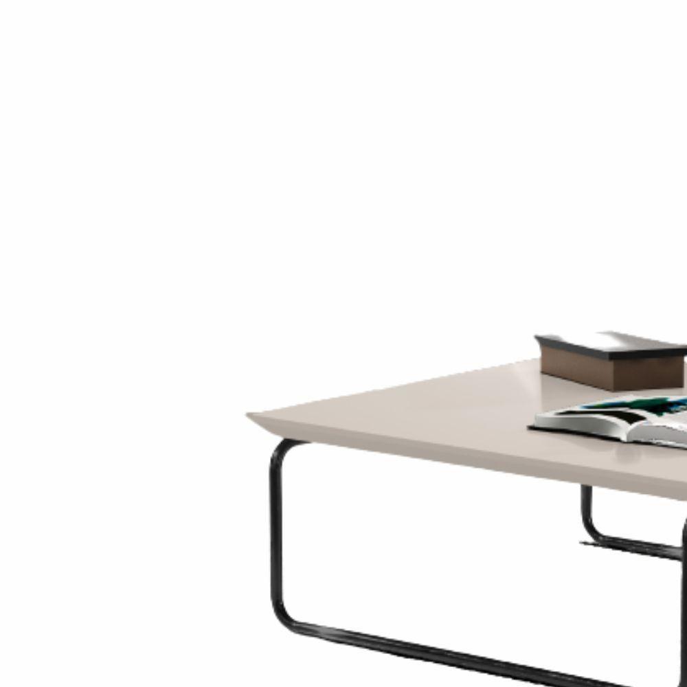 Mesa De Centro Munique 70x70 Cm Off White Com Base Preta - 2