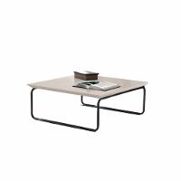 Mesa De Centro Munique 70x70 Cm Off White Com Base Preta - 1
