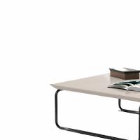 Mesa De Centro Munique 70x70 Cm Off White Com Base Preta