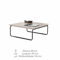Mesa De Centro Munique 70x70 Cm Off White Com Base Preta - 5