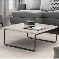 Mesa De Centro Munique 70x70 Cm Off White Com Base Preta - 7