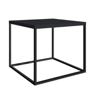 Mesa Lateral Estilo Industrial Cube Preto Texturizado/Preto - Artesano