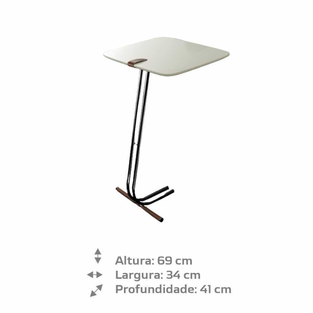 Mesa De Apoio Bandeja Off White Base Preta - 2