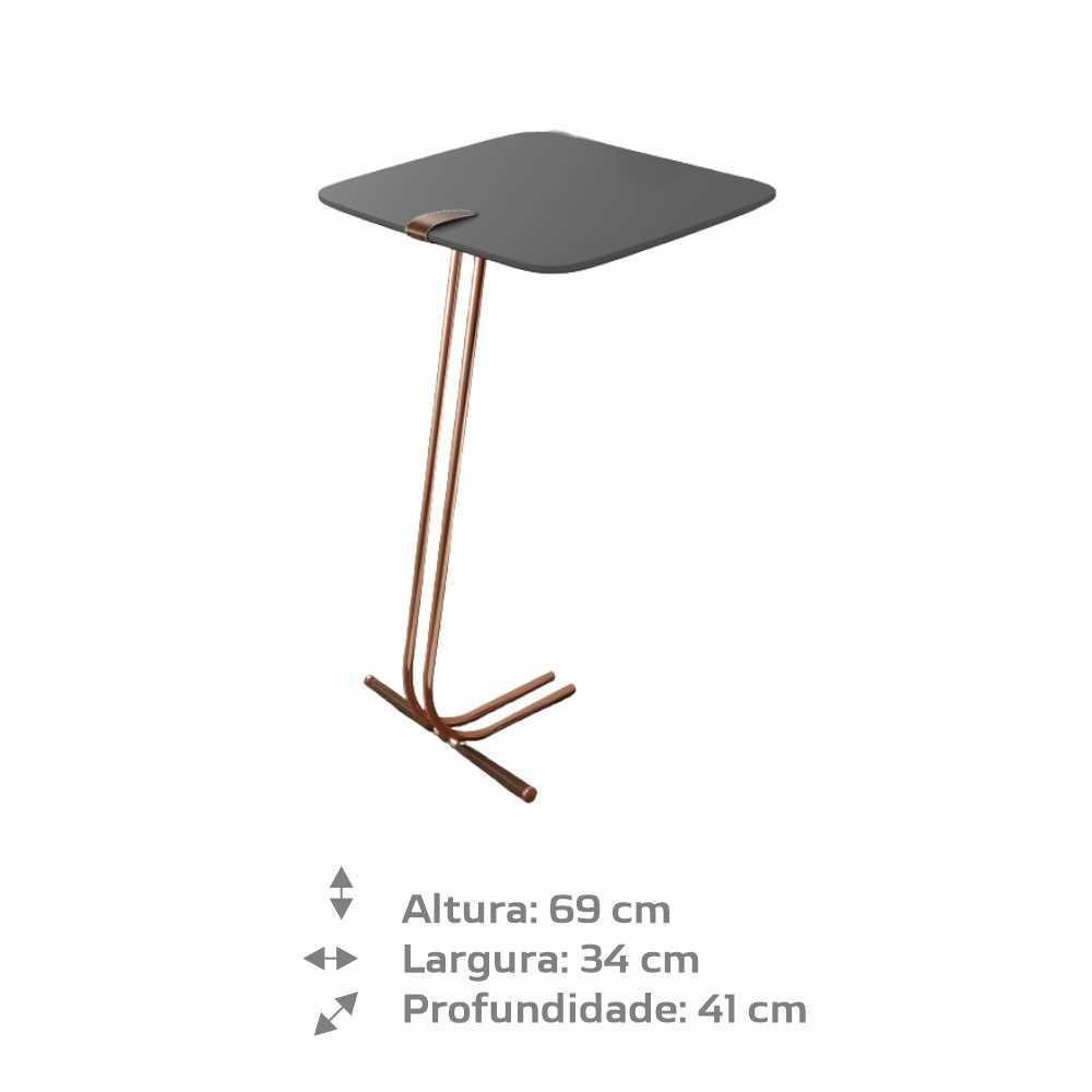 Mesa De Apoio Bandeja Concreto Base Cobre - 2