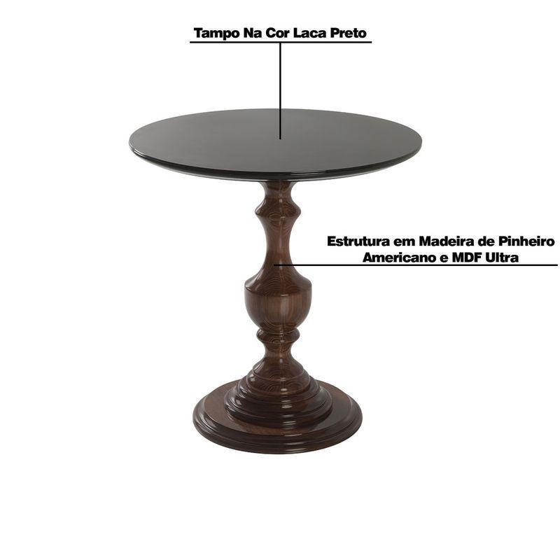 Mesa Lateral para Sala de Estar Rialto 70x76 Imbuia Preto - 3