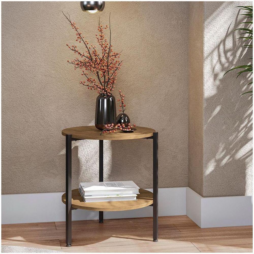 Mesa De Centro Kappesberg Industrial Com 1 Prateleira Freijó 50cm X 47cm - 1