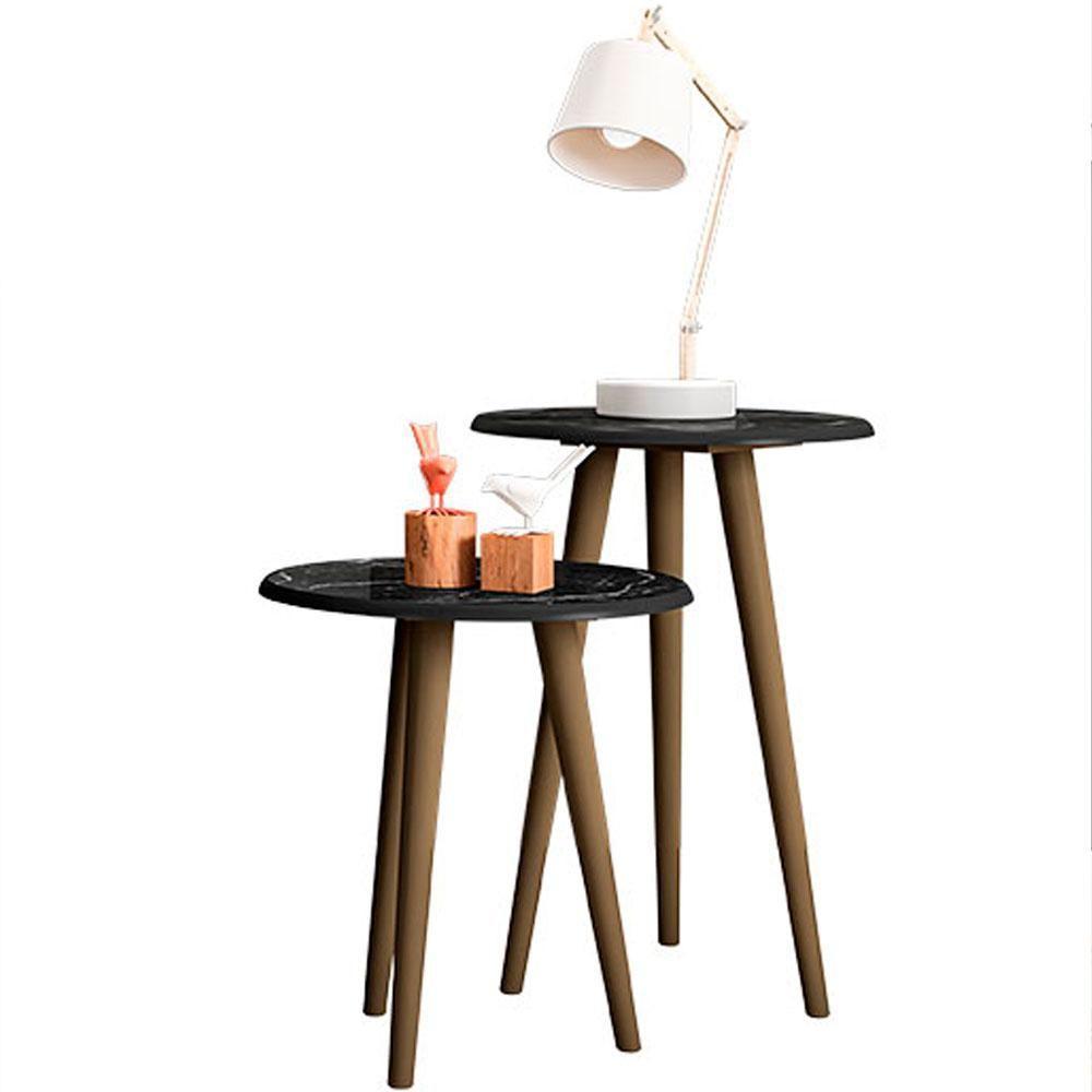 Kit 2 Mesas Laterais Aparador Cor Nero - 2