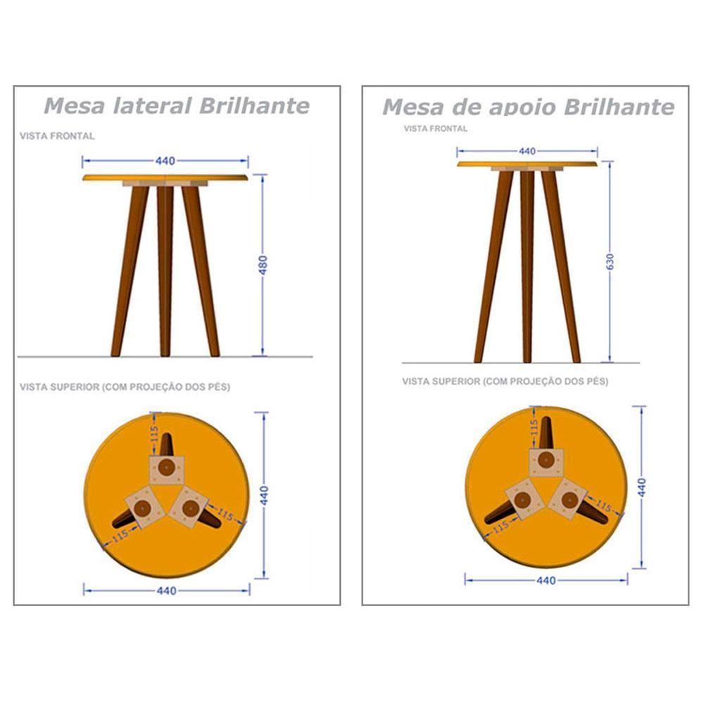 Kit 2 Mesas Laterais Aparador Cor Nero - 3