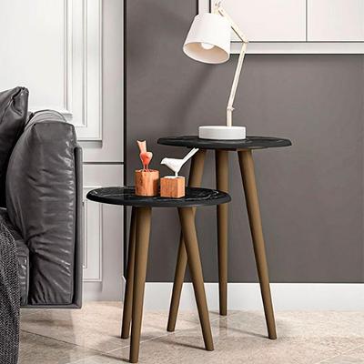 Kit 2 Mesas Laterais Aparador Cor Nero