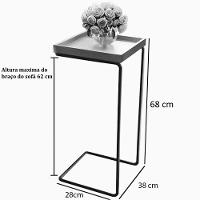 Mesa Apoio Lateral Para Sofá Espelhada Pé Café LarFlex Cor:branco