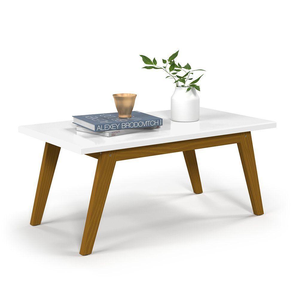 Mesa De Centro Com Pés Em Madeira Prism Branco Acetinado - 5