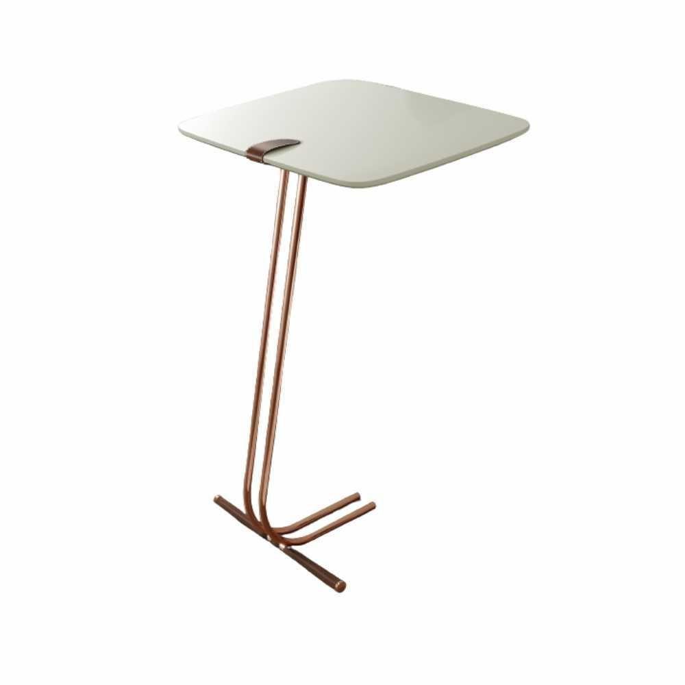 Mesa De Apoio Bandeja Off White Base Cobre - 1