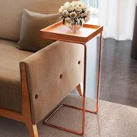 Mesa Apoio Lateral Para Sofá Pé Cobreado LarFlex Cor:castanho