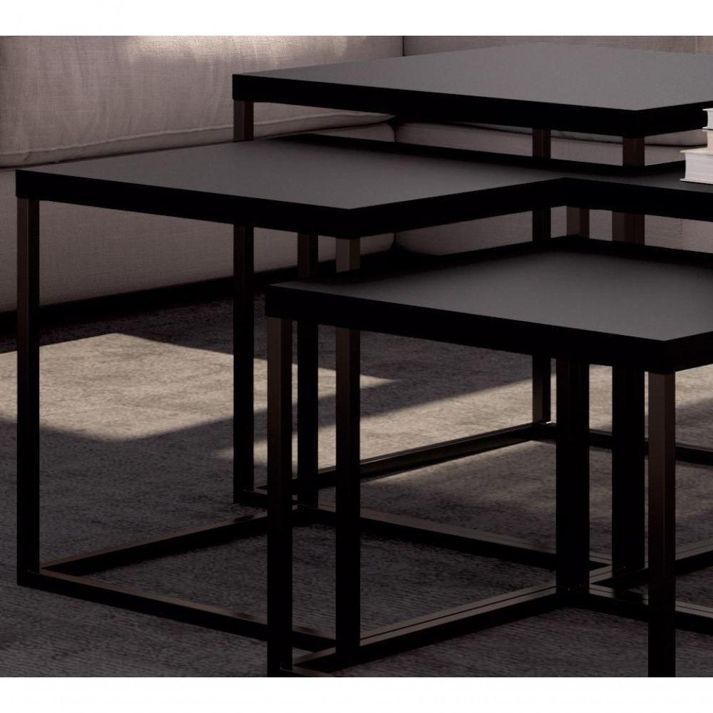 Conjunto Mesas De Centro Cube 04 Pçs Preto - 4