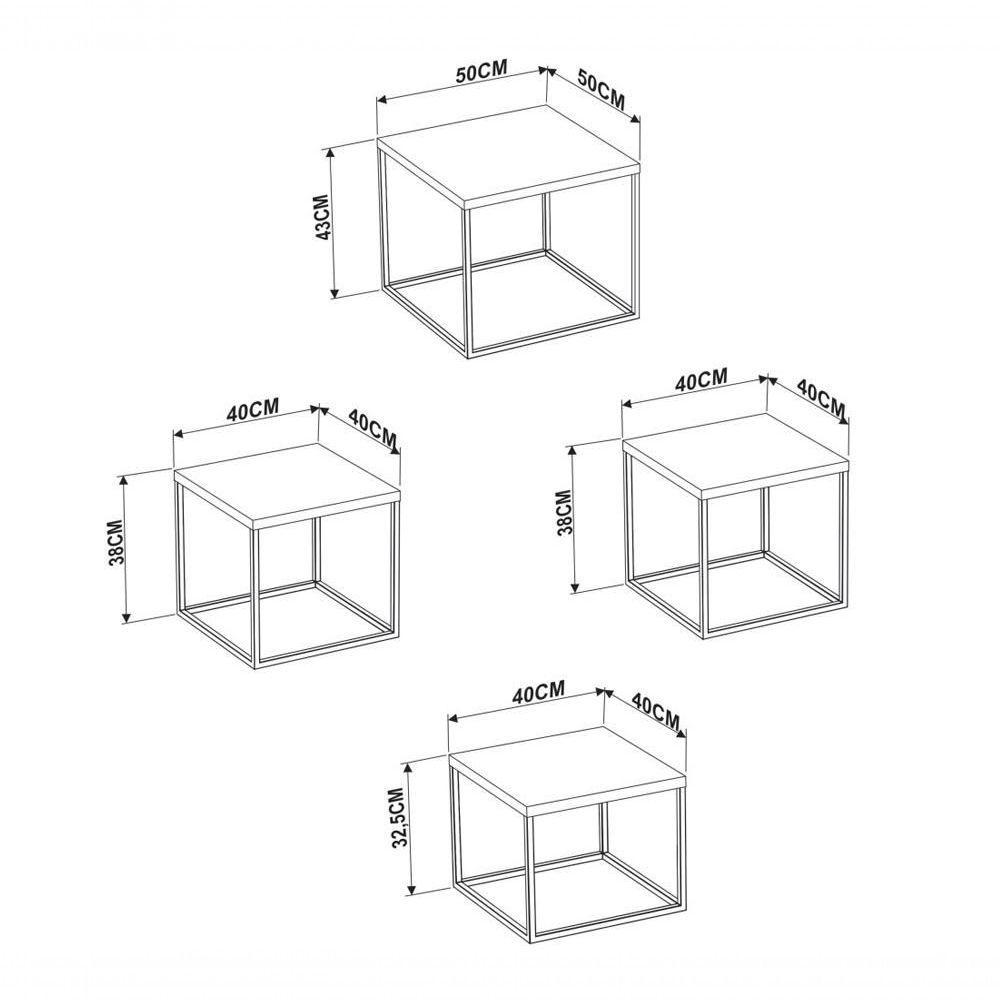 Conjunto Mesas De Centro Cube 04 Pçs Preto - 5