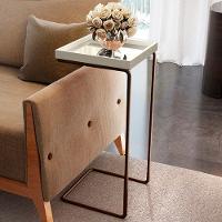 Mesa Apoio Lateral Para Sofá Espelhada Pé Café LarFlex Cor:laca Off White - 1