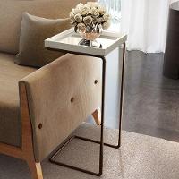 Mesa Apoio Lateral Para Sofá Espelhada Pé Café LarFlex Cor:laca Off White