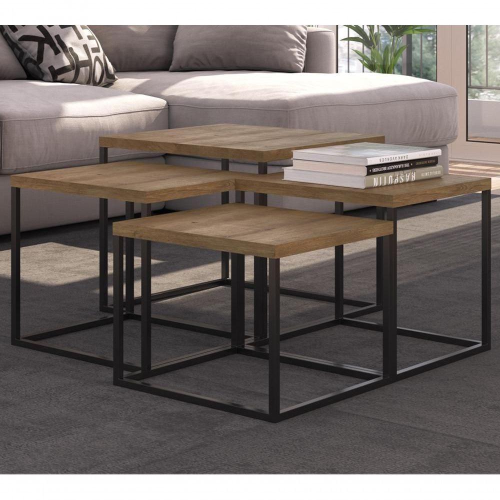 Conjunto Mesas De Centro Cube 04 Pçs Preto Vermont - 1