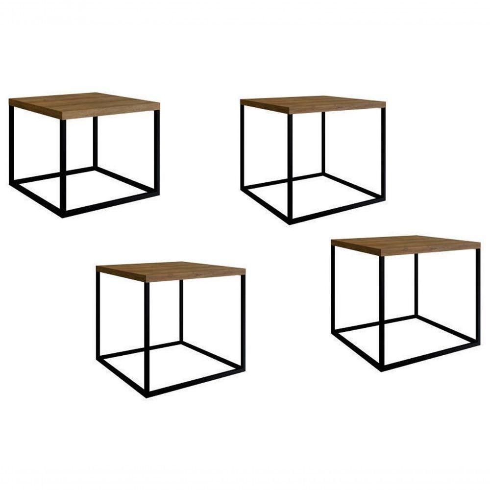 Conjunto Mesas De Centro Cube 04 Pçs Preto Vermont - 6