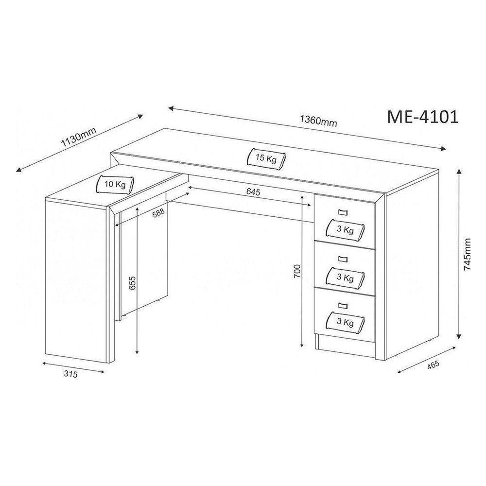 Mesa de Canto para Escritório ME4101 Branco Tecno Mobili - 6