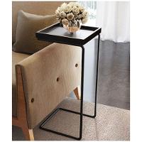 Mesa de Apoio p/ Sofá Bandeja Laca e Base Preta - 1