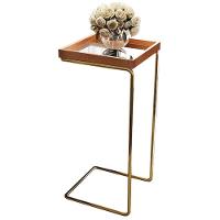 Mesa de Apoio p/ Sofá Bandeja Espelhada Base Dourada - 3