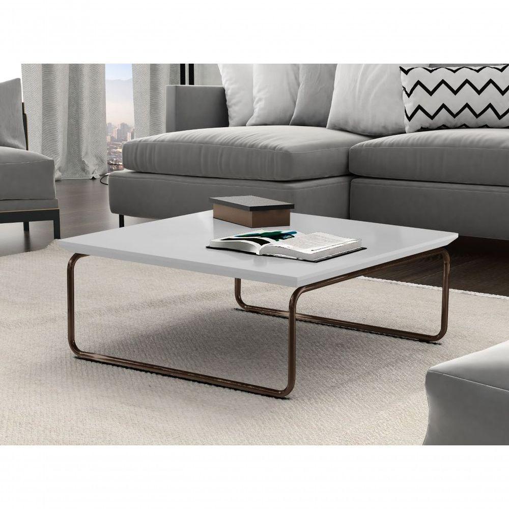 Mesa de Centro Kairos Pé Café Bisart Decor laca Branco - 1